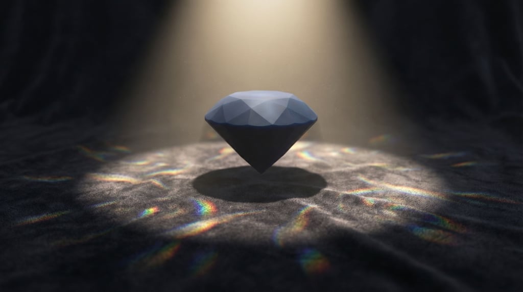 A single diamond hovering above dark velvet