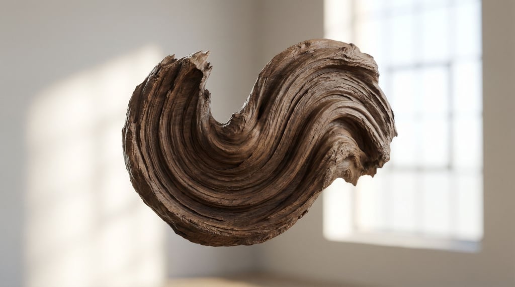 A paint stroke frozen in three dimensions, thick impasto texture visible from every angle (wo)