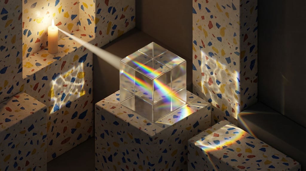 A prism splitting a beam of white light into a full spectrum (v0cwciv)