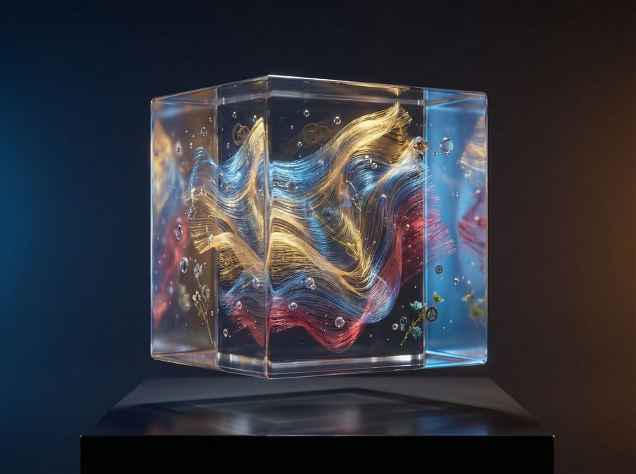 Threads weaving themselves into fabric in real-time, the loom invisible (ybf)