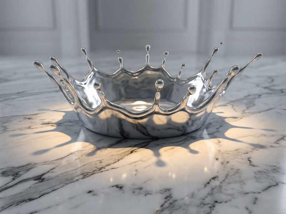 Liquid metal splashing in slow motion, mercury-like substance caught at the moment of impact (jsakunxh)