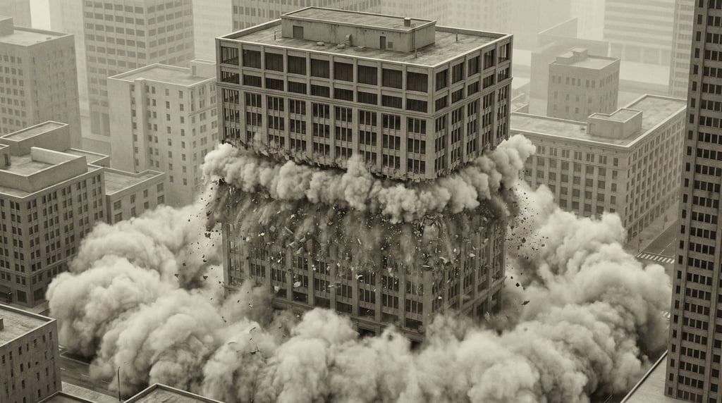 Skyscraper imploding floor by floor