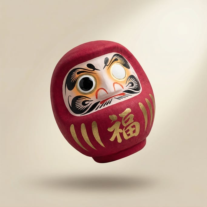 Japanese daruma doll rendered in rich detail