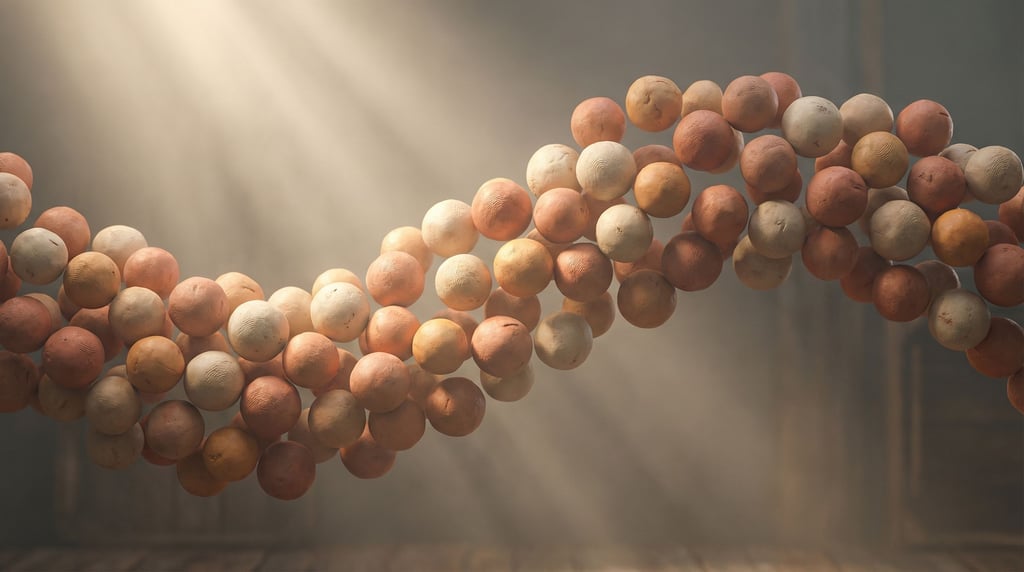 Hundreds of tiny spheres arranged in a wave formation, particle simulation frozen mid-flow (on)