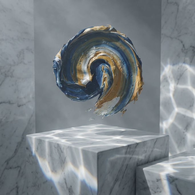 A paint stroke frozen in three dimensions, thick impasto texture visible from every angle (mi1xfihn)