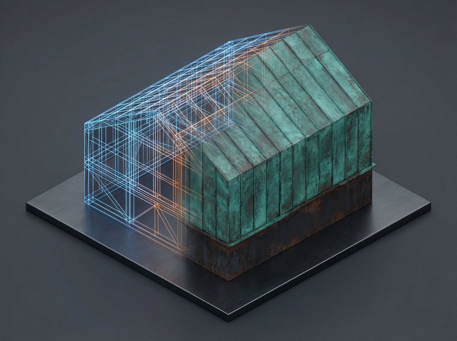 A wireframe mesh on one side transitioning into solid rendered surface on the other (pcq2huxs)