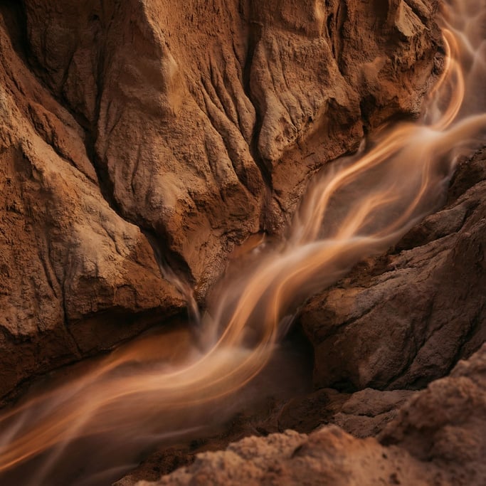 Erosion channels carved in soft sandstone by water, branching patterns like a vascular system (pknvymrl)