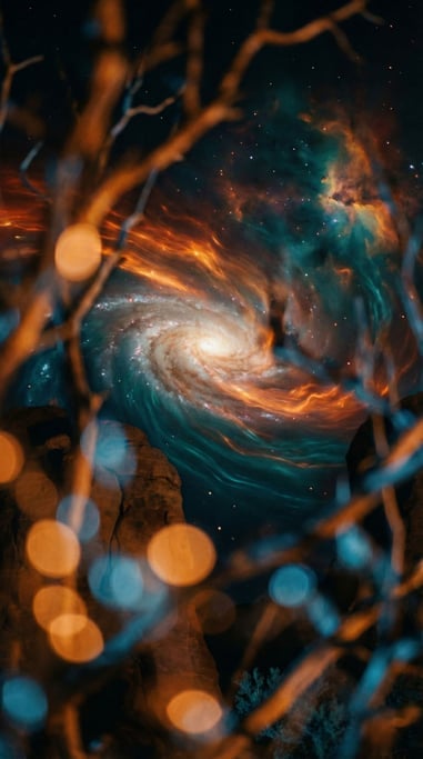 A galaxy of stars in deep space, long exposure astrophotography, nebula gas and dust in color