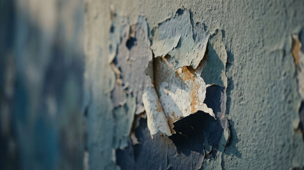 Peeling paint on a weathered wall revealing layers of color underneath, texture and decay (pidkrfzf)