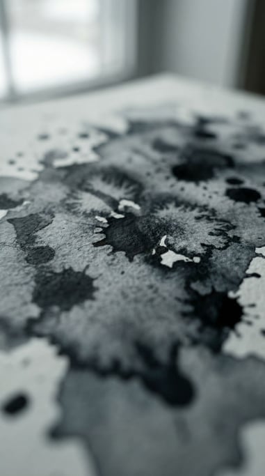 Splattered India ink on wet watercolor paper, organic blooms and hard edges coexisting (ti3zfnfx)