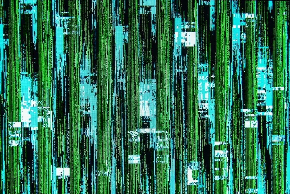 Vertical scan-line corruption in acid green and black