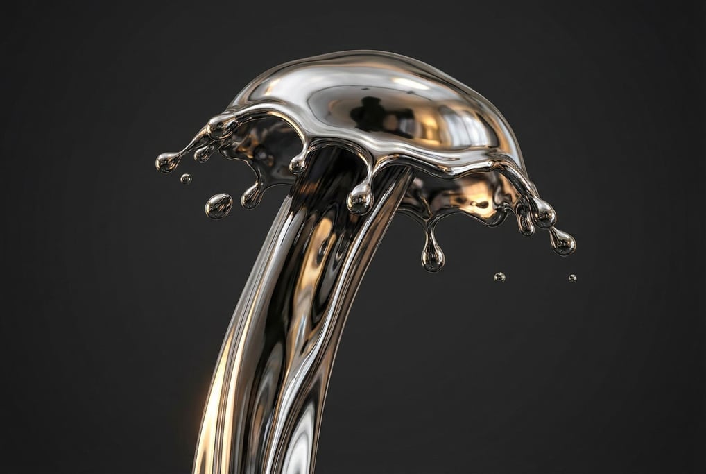Chrome liquid metal pouring in slow motion