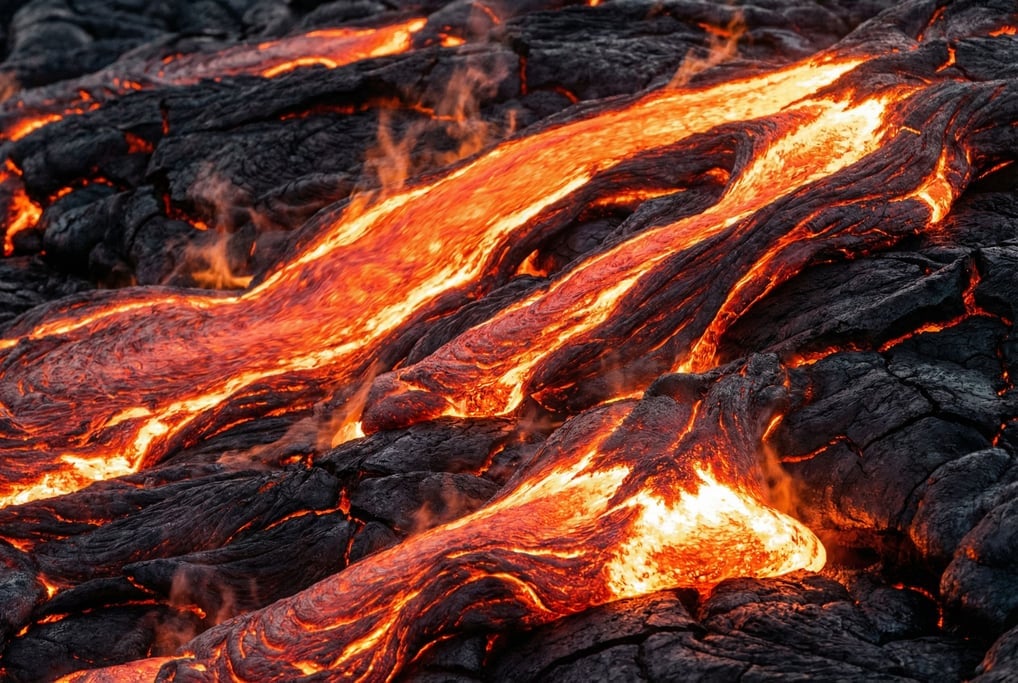Molten lava flow abstracted to pure color and texture