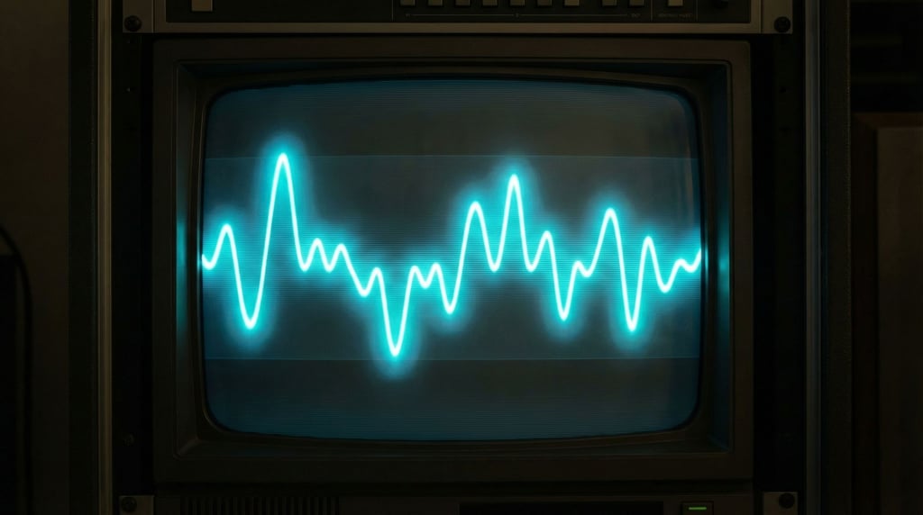 Sound wave visualization rendered as a horizontal oscilloscope trace