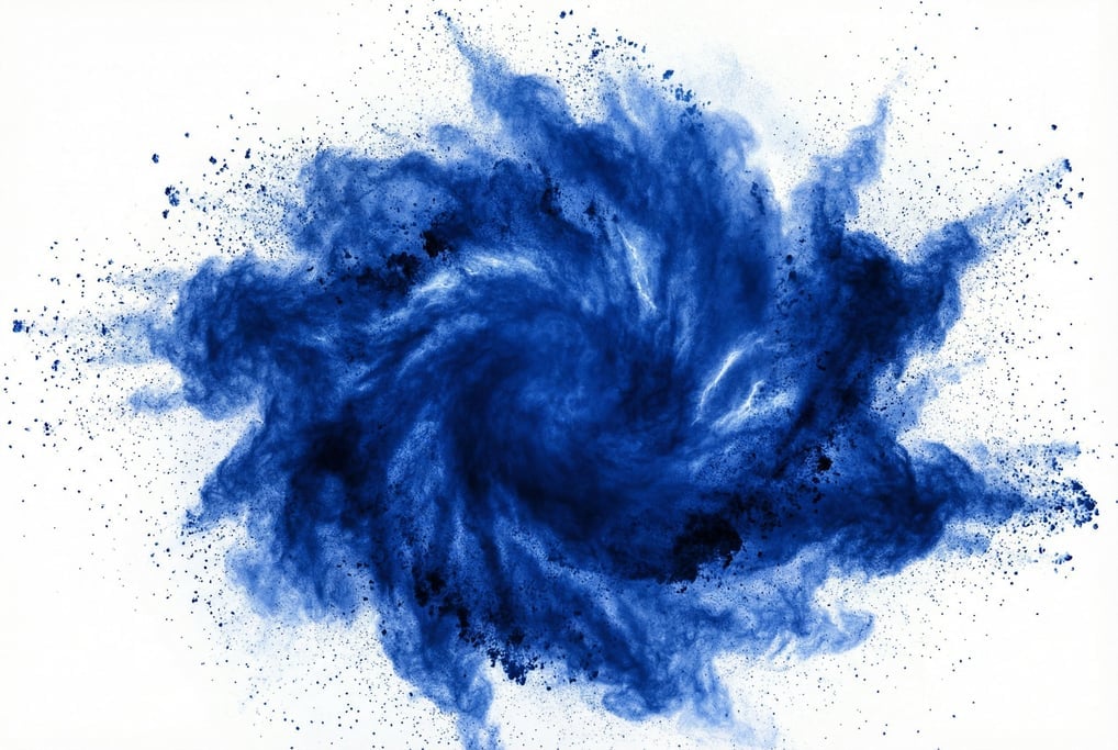 Abstract cloud of loose pigment powder suspended in air