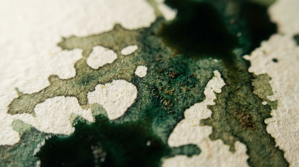 Spilled coffee creating organic stain patterns on textured paper, overhead macro view (bcnydwm3)