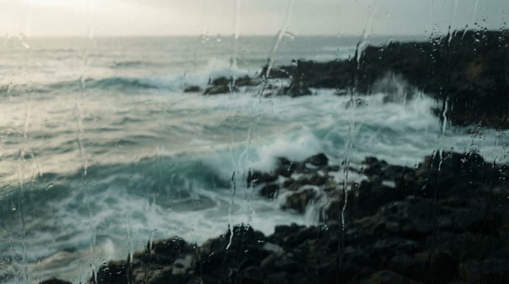 Ocean waves over black volcanic rock, long exposure turning water to silk (x0smcfbn)