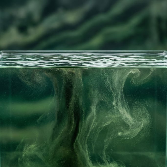 Thermal convection currents in heated water, visible via suspended particles (1vk424hm)