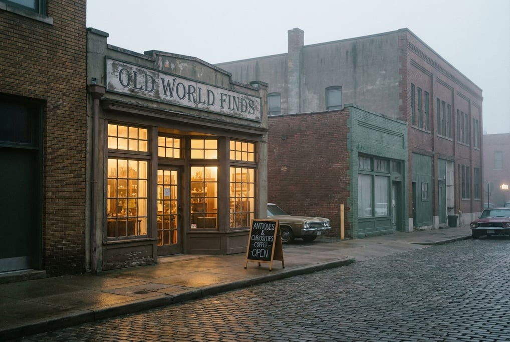 Antique dealer on a quiet industrial city side street