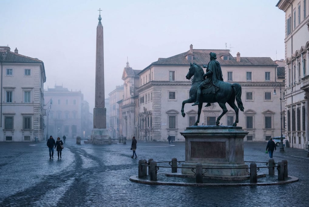 Circular plaza with an obelisk monument in a European city