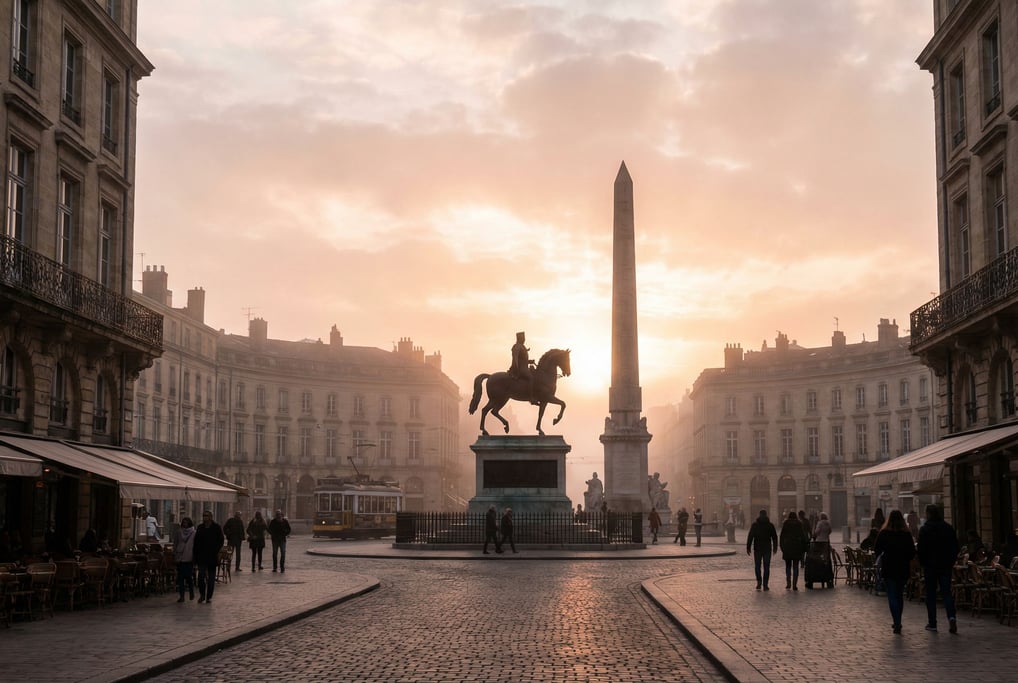 Circular plaza with an obelisk monument in a European city