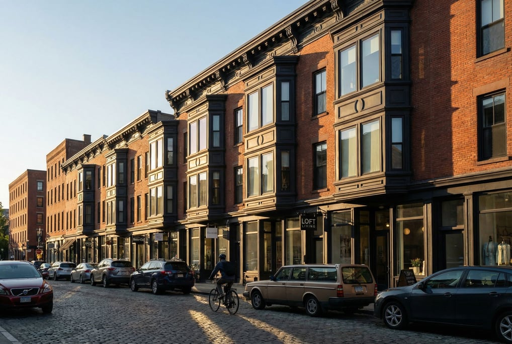 Converted warehouse lofts in a modern neighborhood