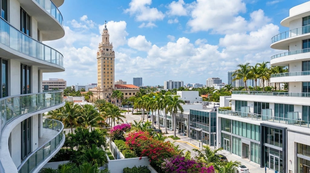 Elevated view from a hillside overlooking Miami on a clear spring day
