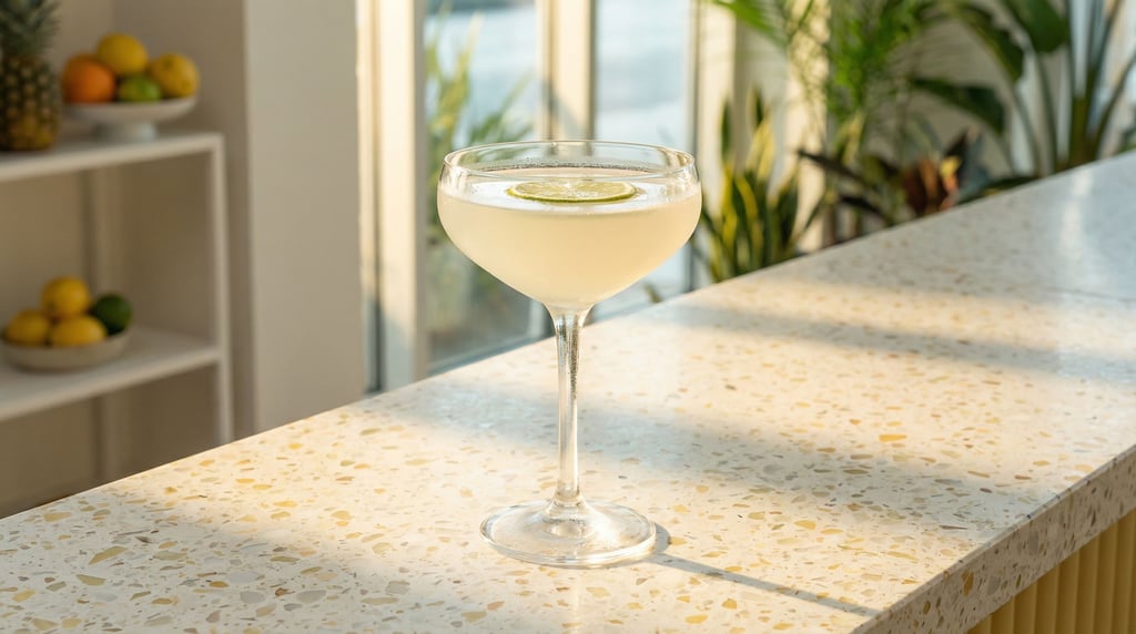 Wide composition of a Daiquiri cocktail in a coupe glass