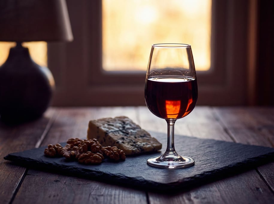 Port wine in a small tulip glass