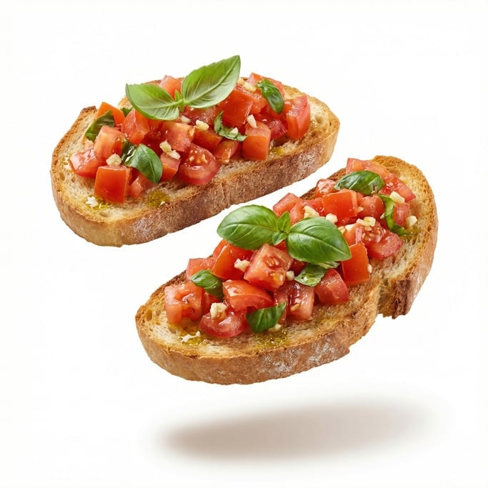 Bruschetta on toasted ciabatta with diced tomatoes and basil