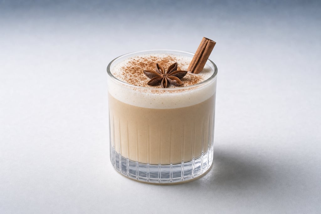 Chic chai latte with a cinnamon stick and star anise garnish