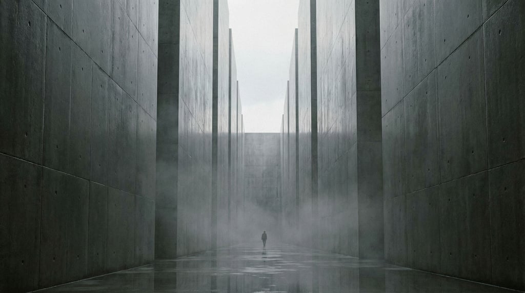 A canyon of polished concrete walls — smooth, vertical