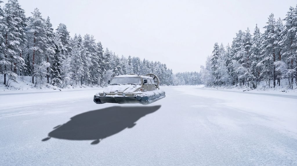 A frozen river in a northern forest