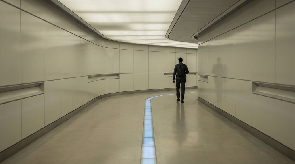 A long corridor in a subterranean facility