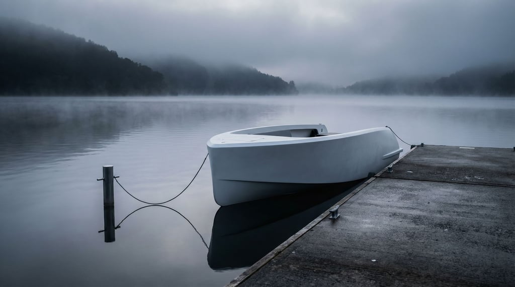 A sleek electric boat — matte white hull, no cabin