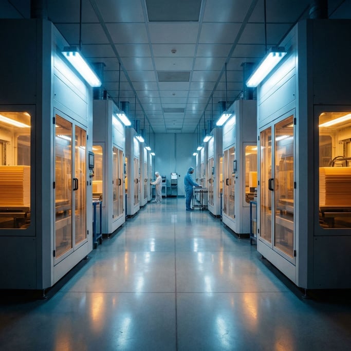 Printing bays in a manufacturing wing