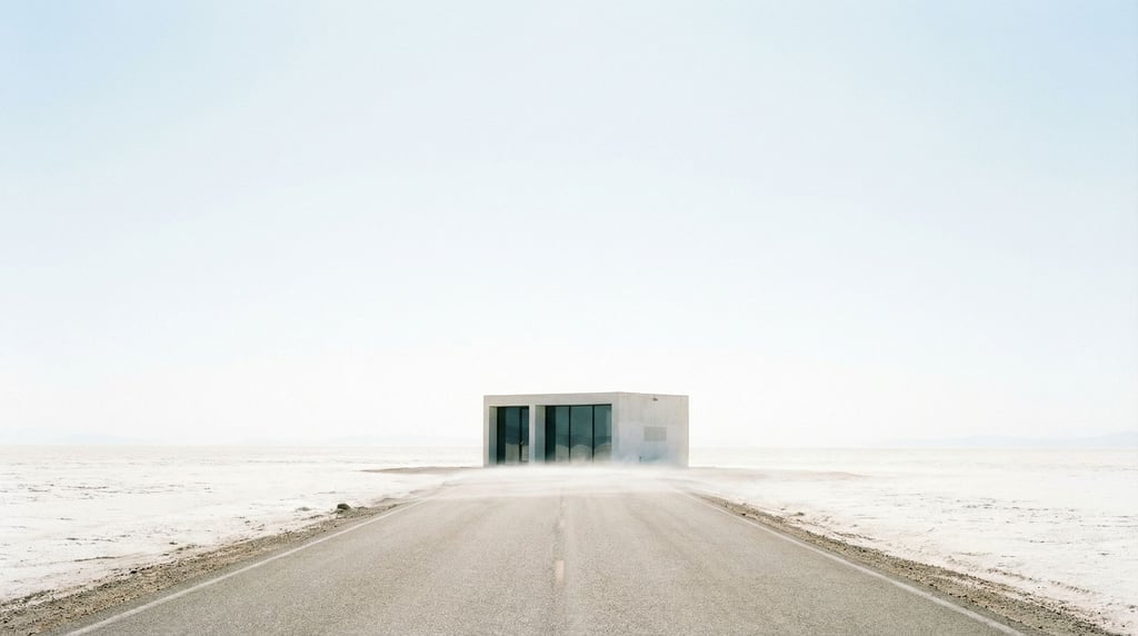 A salt flat stretching to infinity with heat shimmer on the horizon