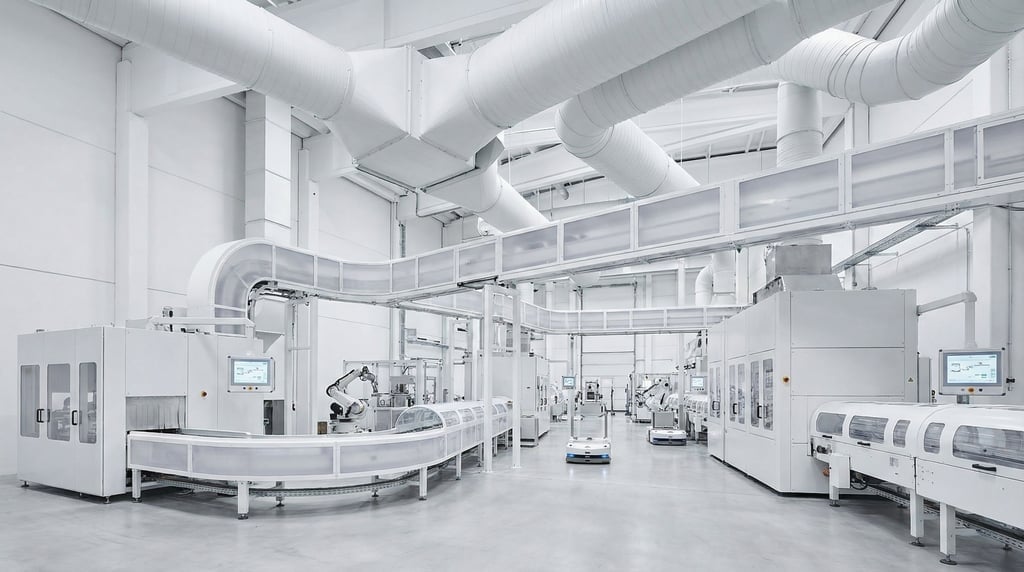 A facility waste processing area — clean, automated