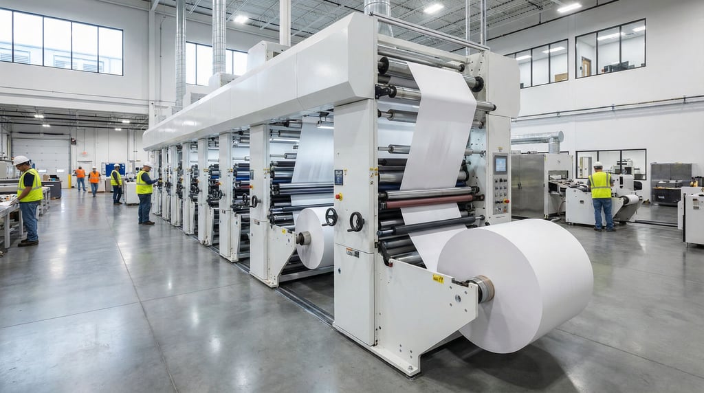 A web-fed printing room in a facility