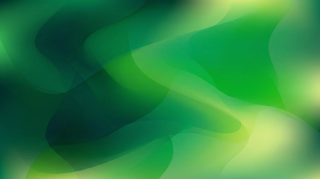 Luminous mesh gradient abstract, deep bottle green flowing into bright kelly green and soft lime