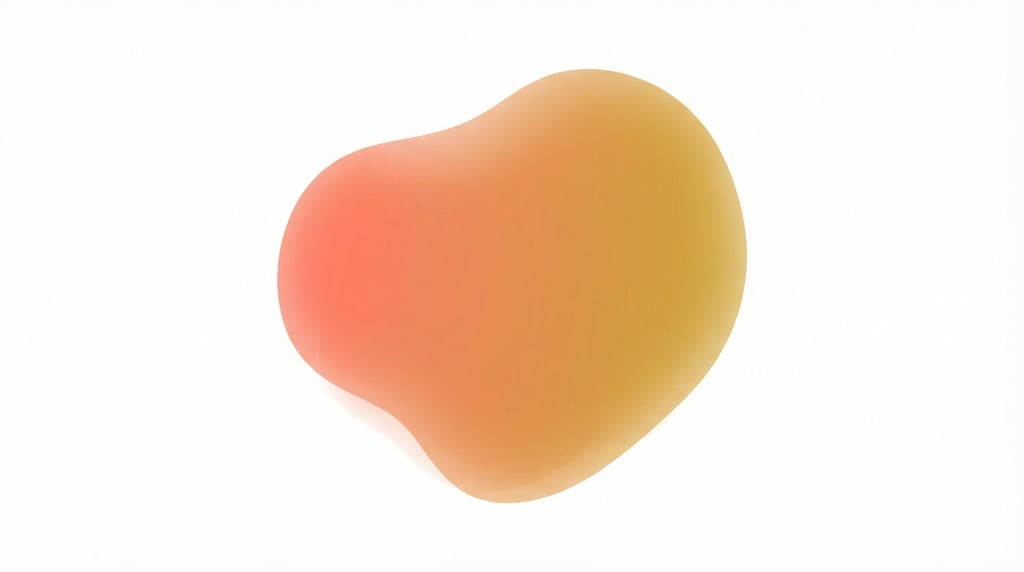 Minimal vector gradient design, single soft organic blob shape with coral-to-gold gradient fill floa