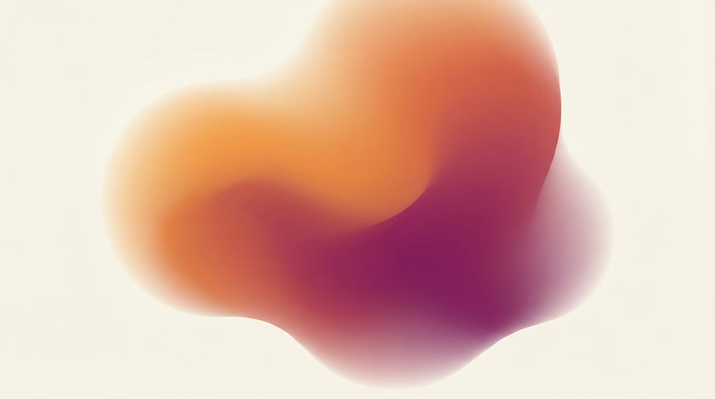 Soft organic gradient form, gentle flowing blob shape with warm sunset orange-to-deep-magenta gradie