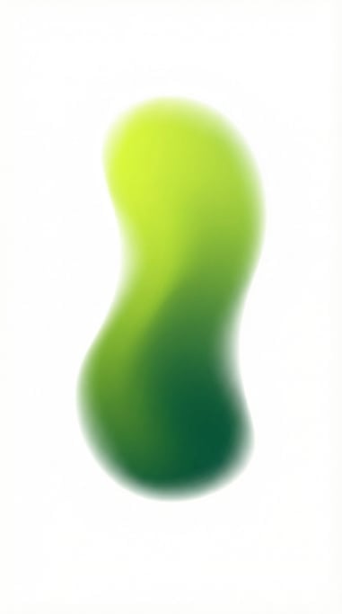 Abstract blob gradient design, single tall organic form with chartreuse-to-deep-green gradient float