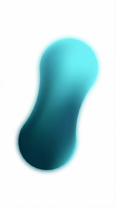 Minimal vector gradient design, narrow tall organic blob with deep-teal-to-bright-cyan gradient on w