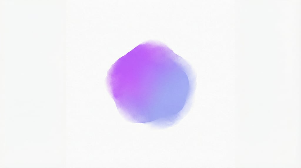 Modern minimal gradient art, single blob with bright-violet-to-soft-periwinkle gradient floating on