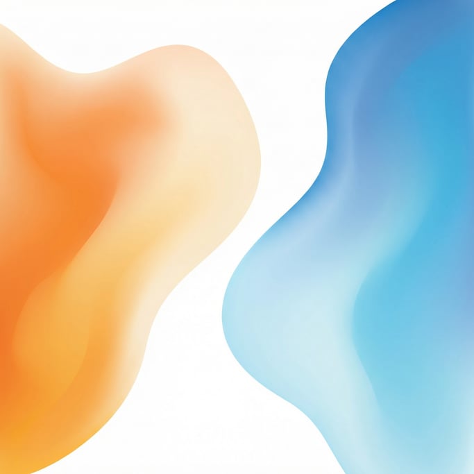 Soft organic gradient form, two organic shapes with saffron-to-cream gradient and cerulean-to-ice-bl