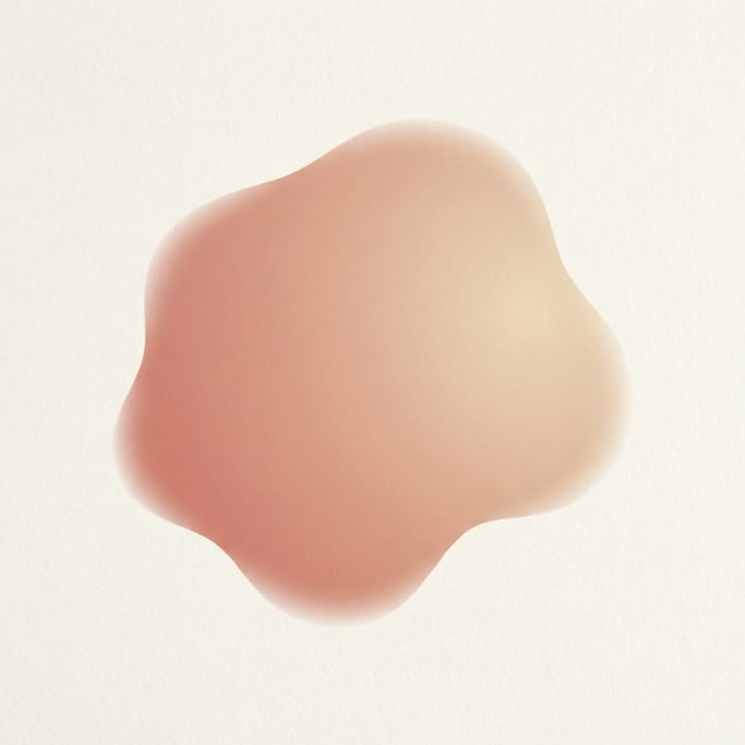 Soft organic gradient form, organic puddle shape with warm-blush-to-soft-champagne gradient on ivory