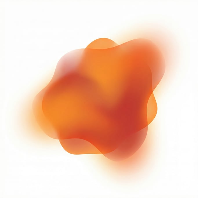 Soft organic gradient form, organic blob with bright-tangerine-to-warm-persimmon gradient on white b