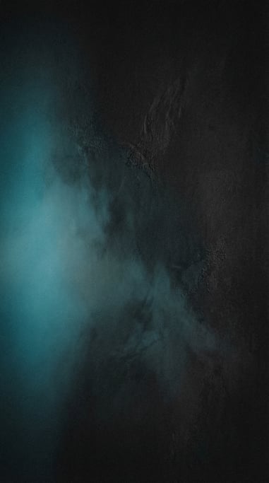 Dark grainy gradient, charcoal canvas with a diffused pool of deep teal light bleeding from the left