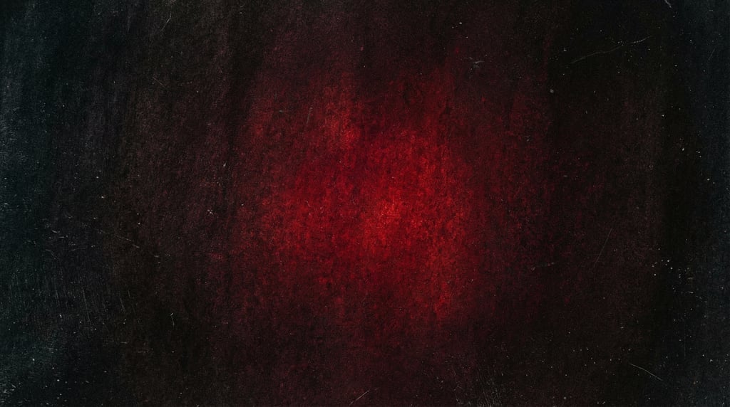 Dark grainy gradient abstract, charcoal canvas with a single concentrated glow of deep ruby red at t